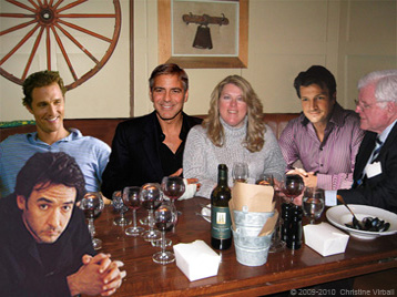 Faux image of me at dream dinner with 5 celebrities Nathan Fillion, George Clooney, Matt McCaunohey, John Cusack and Ted Kennedy